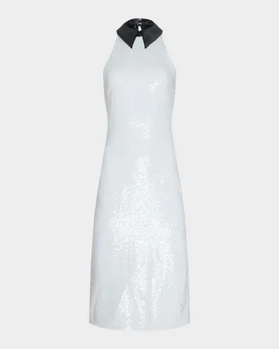 L & Apos;agence Lilith Sequin Contrast-collar Bodycon Midi Dress In Multi