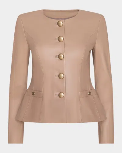 L & Apos;agence Mariella Collarless Leather Jacket In Green