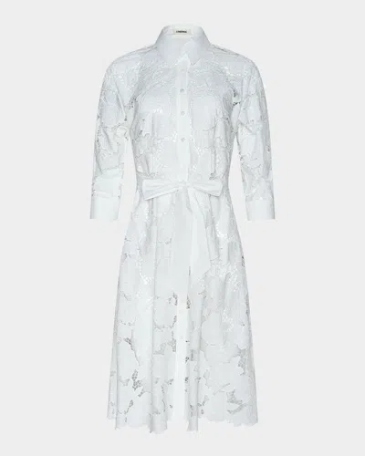 L & Apos;agence May Eyelet Lace Midi Shirtdress In White
