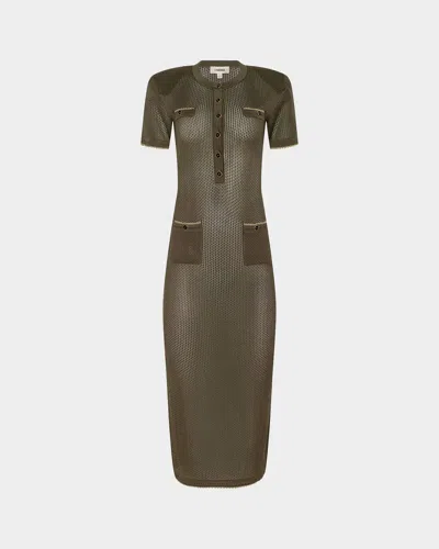 L & Apos;agence Mel Short-sleeve Open-knit Midi Dress