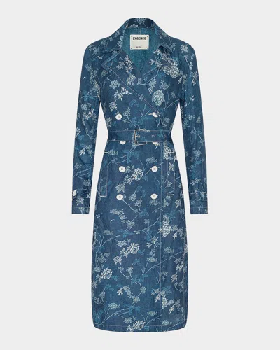 L & Apos;agence Men & Apos;s Bradley Floral Linen Trench Coat In Navy Flora