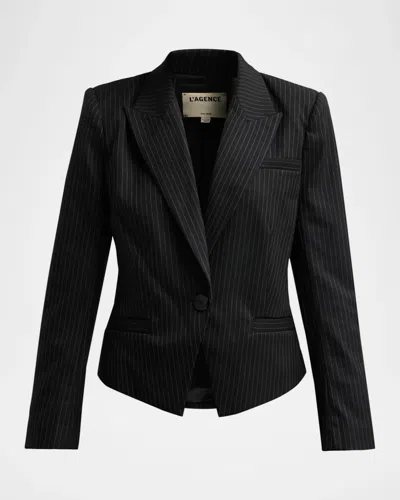 L & Apos;agence Misa Cropped Pinstripe Blazer In Black