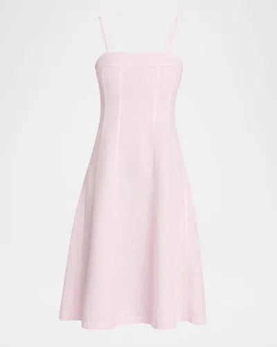 L & Apos;agence Mitzy Seamed Linen Midi Dress In Pink