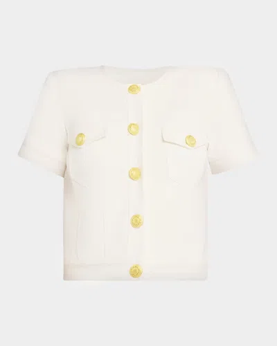 L & Apos;agence Nawa Short-sleeve Shirt Jacket In White