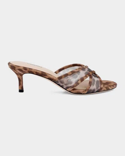 L & Apos;agence Padua Leopard-print Mesh Mule Sandals In Brown