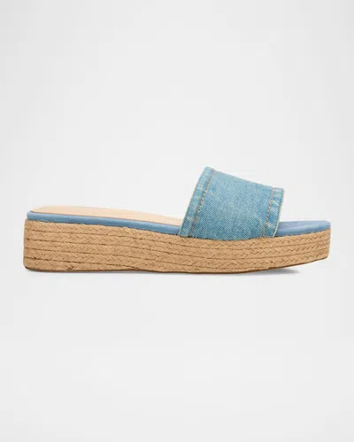L & Apos;agence Ramani Denim Platform Espadrille Sandals In Blue