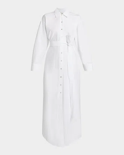L & Apos;agence Ridley Tie-waist Maxi Shirtdress In White