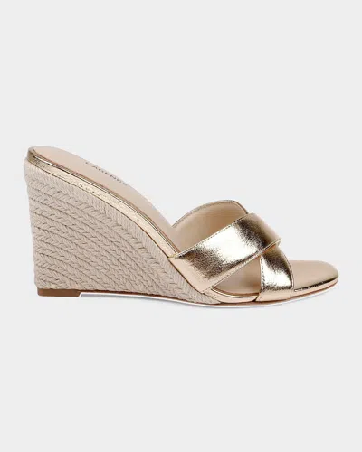 L & Apos;agence Rosaline Crackled Leather Espadrille Wedge Sandals