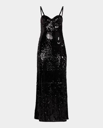 L & Apos;agence Sayla Bias-cut Sequined Gown In Black
