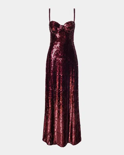 L & Apos;agence Sayla Bias-cut Sequined Gown In Dark Port