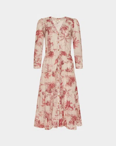 L & Apos;agence Serafine Textured Toile Midi Dress In Multi