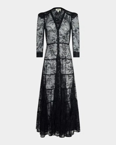 L & Apos;agence Seraphina Lace Tiered Maxi Dress In Black