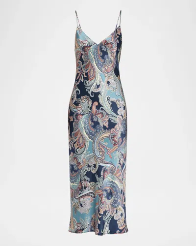 L & Apos;agence Seridie Paisley Mid-length Slip Dress In Midnight Multi