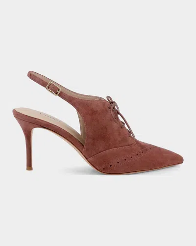 L & Apos;agence Shreya 80mm Suede Slingback Pumps In Black Leat
