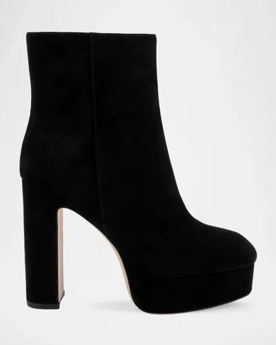 L & Apos;agence Soho Suede Platform Ankle Boots In Black Sued
