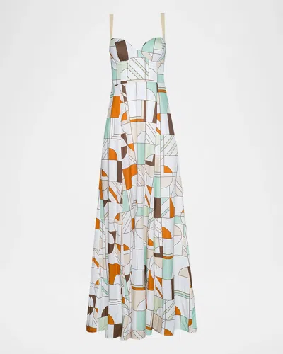 L & Apos;agence Sutton Geometric Maxi Dress In Multi Abstract