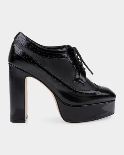 L & Apos;agence Tania 125mm Leather Platform Pumps In Black Leat