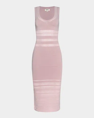 L & Apos;agence Taren Open-knit Body-con Midi Dress In Misty Rose