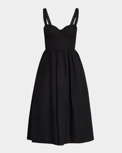 L & Apos;agence Tiani Bustier Linen-blend Dress In Black