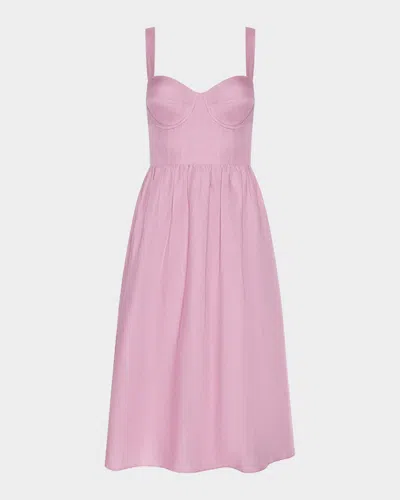L & Apos;agence Tiani Bustier Linen-blend Dress In Purple