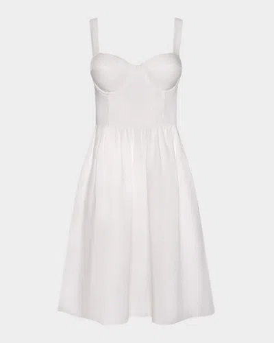 L & Apos;agence Tiani Bustier Linen-blend Dress In White
