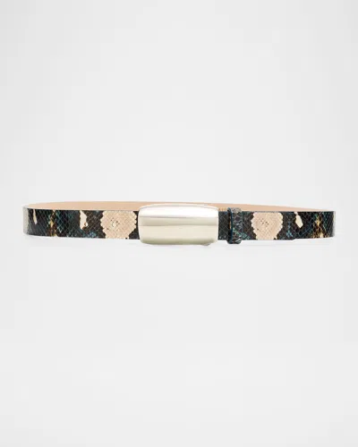 L & Apos;agence X Streets Ahead Marlowe Snake-embossed Leather Belt In Green