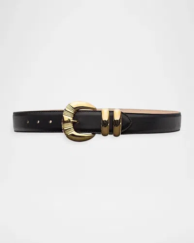 L & Apos;agence Yarros Leather Belt In Black