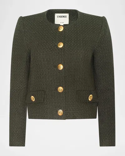 L & Apos;agence Zell Collarless Jacket In Metallic