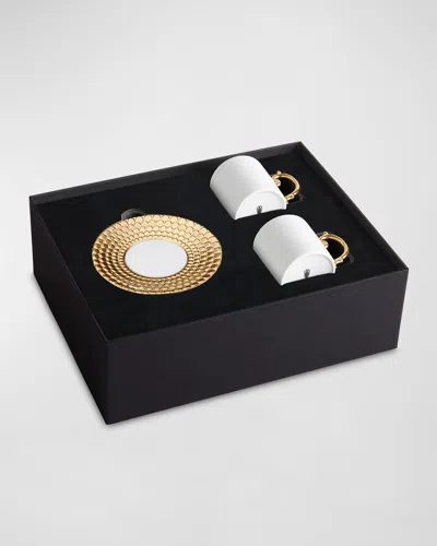 L & Apos;objet Aegean Golden Espresso Cup & Saucer, Set Of 2