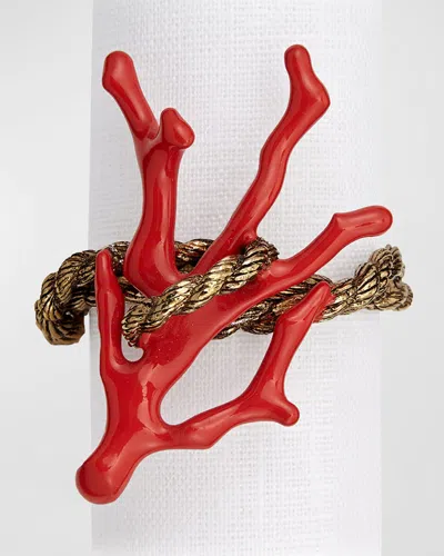L & Apos;objet Coral Napkin Rings Jewels, Set Of 4