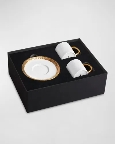 L & Apos;objet Corde Espresso Cup & Saucer, Set Of 2 In White