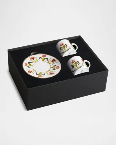 L & Apos;objet Grand Tour 4 Oz. Espresso Cups And Saucers, Set Of 2 In Black
