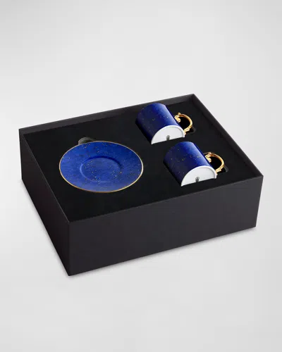 L & Apos;objet Lapis 3-piece Espresso Cup & Saucer Set In Blue