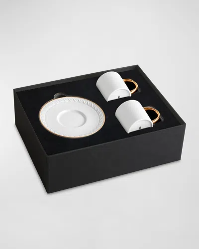 L & Apos;objet Neptune Espresso Cup & Saucer, Set Of 2 In White