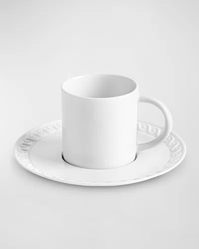 L & Apos;objet Neptune Espresso Cup And Saucer Set In White