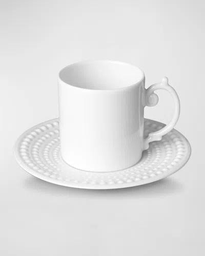 L & Apos;objet Perlee Espresso Cup And Saucer In White