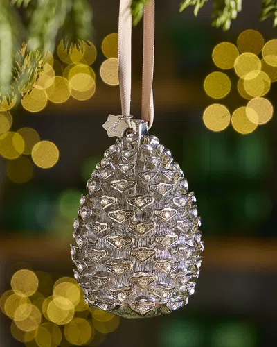 L & Apos;objet Pinecone Christmas Ornament With Swarovski Crystals In Silver