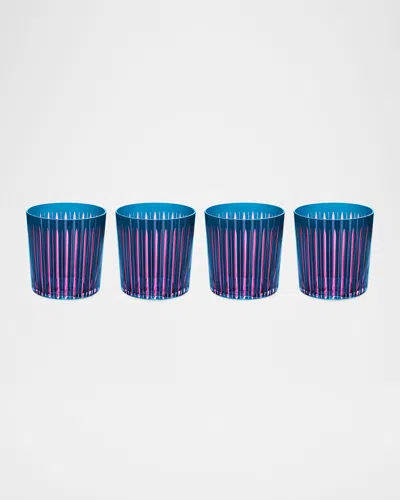 L & Apos;objet Prism 13 Oz. Double Old-fashioned Glasses, Set Of 4 In Blue