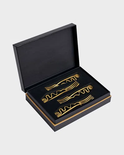 L & Apos;objet Spirale Cocktail Forks, Set Of 4 In Gold