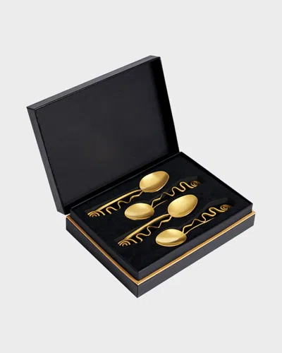 L & Apos;objet Spirale Cocktail Spoons, Set Of 4 In Gold