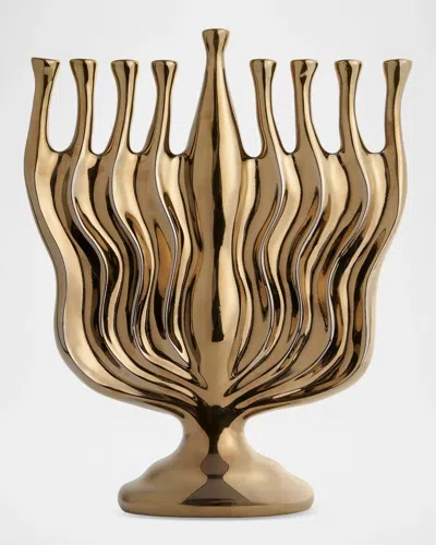 L & Apos;objet Timna Goldtone Menorah In Brown