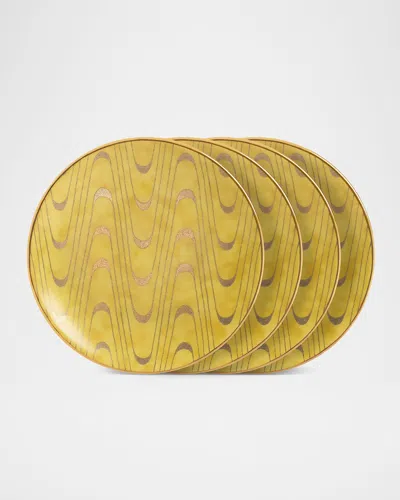 L & Apos;objet X Fortuny Apollo Canape Plates, Set Of 4 In Gold