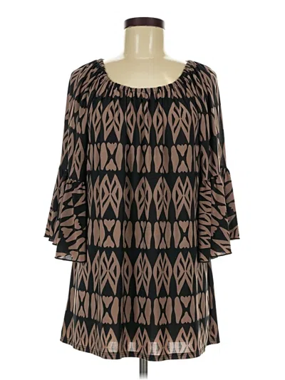 Pre-owned L & B 3/4 Sleeve Blouse In Brown