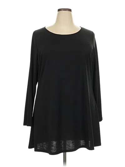 Pre-owned L & B 3/4 Sleeve Top Black Boatneck Tops