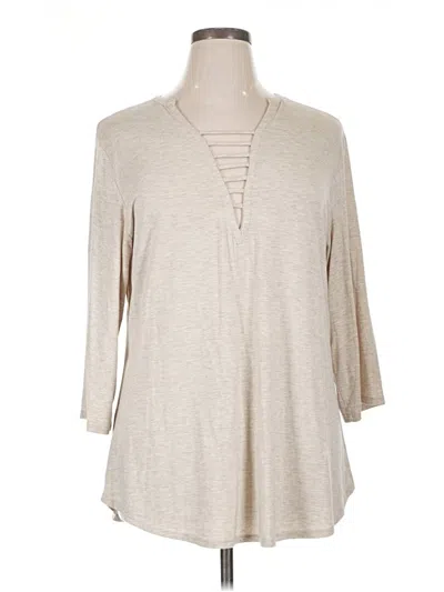 Pre-owned L & B 3/4 Sleeve T-shirt In Tan