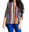 L & B Creations Surplice Stripe Blouse In Multi In Multi