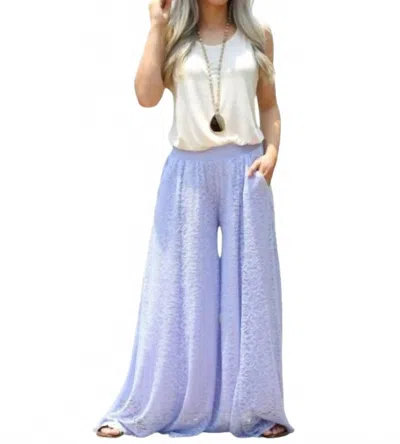 L & B Creations Wide Leg Floral Lace Palazzo Pants In Lavender In Purple