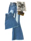 L & B Life Carrie Flare Jean In Mid Wash In Multi