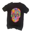 L & B Life Women's Colorful Sugar Skull Tee Top In Black In Black