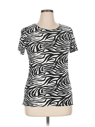 Pre-owned L & B Short Sleeve Top Black Scoop Neck Tops